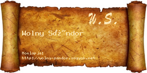 Wolny Sándor névjegykártya
